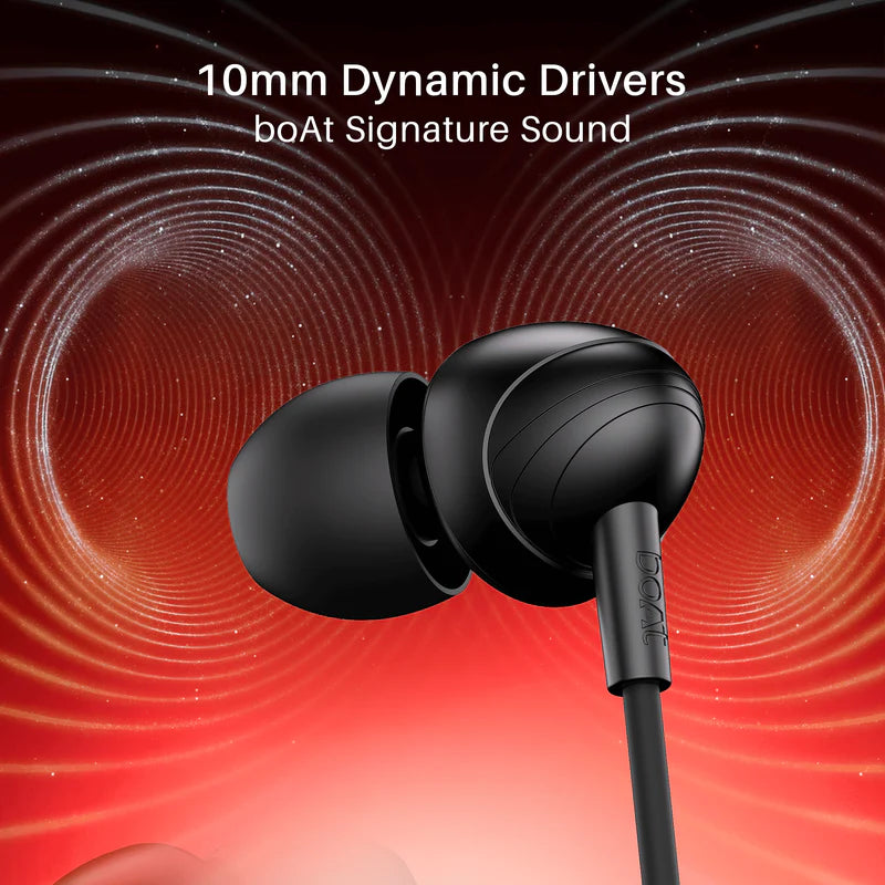 boAt Wired In-Ear Earphones with Mic | Deep Bass Sound | 3.5mm Jack | Noise Isolation