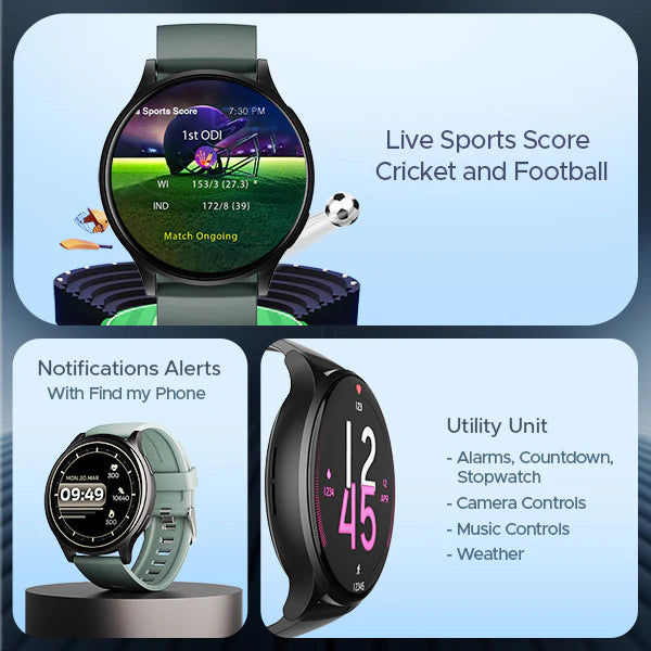 Round Dial Smartwatch with Heart Rate Monitor | Fitness & Activity Tracker