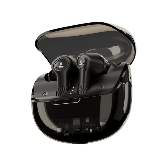 boAt Nirvana Transparent ANC True Wireless Earbuds with LED Display, Quad Mic & 40H Playtime