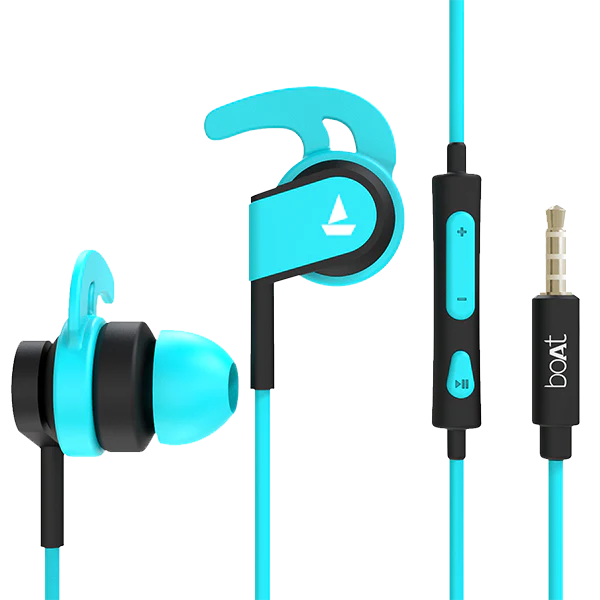 boAt Sports Wired In-Ear Earphones with Mic | Ear Hook Design | Deep Bass & Sweat Resistant