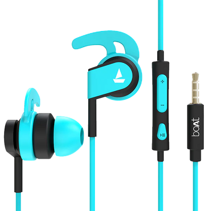 boAt Sports Wired In-Ear Earphones with Mic | Ear Hook Design | Deep Bass & Sweat Resistant