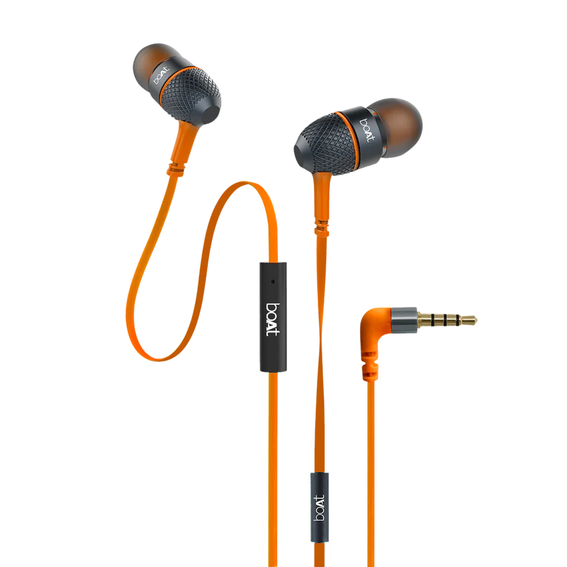 boAt Bassheads Wired In-Ear Earphones with Mic | Braided Cable | Extra Deep Bass & Noise Isolation