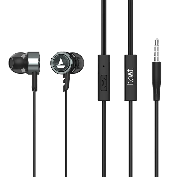 boAt Bassheads Wired In-Ear Earphones with Mic & HD Sound | Metal Finish | Deep Bass