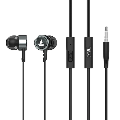 boAt Bassheads Wired In-Ear Earphones with Mic & HD Sound | Metal Finish | Deep Bass