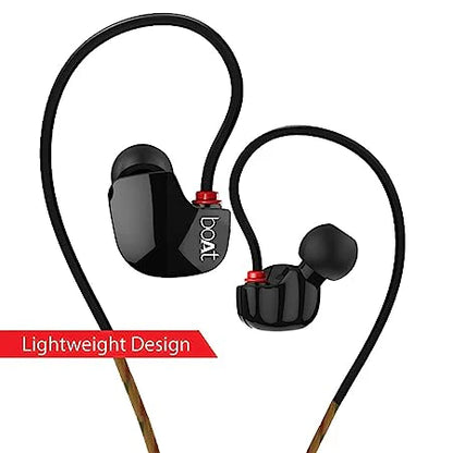boAt Sports Wired Earphones with Ear Hooks | Deep Bass & Secure Fit | In-Ear Headphones with Mic