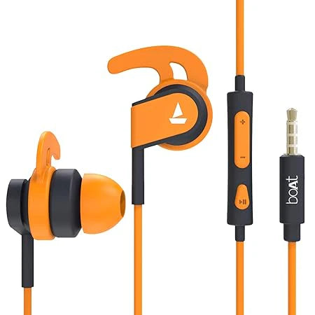 boAt Sports Wired In-Ear Earphones with Mic | Ear Hook Design | Deep Bass & Sweat Resistant