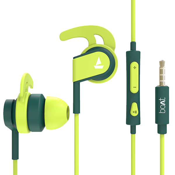 boAt Sports Wired In-Ear Earphones with Mic | Ear Hook Design | Deep Bass & Sweat Resistant