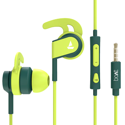 boAt Sports Wired In-Ear Earphones with Mic | Ear Hook Design | Deep Bass & Sweat Resistant