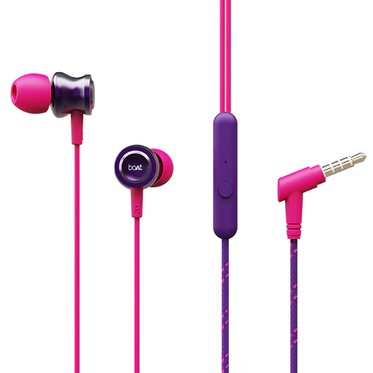 boAt Braided Wired In-Ear Earphones with Mic | Extra Deep Bass | Tangle-Free Cable & Noise Isolation