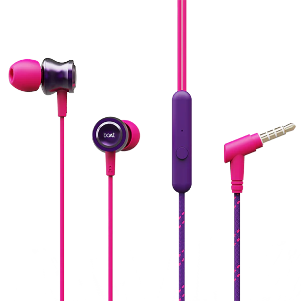 boAt Braided Wired In-Ear Earphones with Mic | Extra Deep Bass | Tangle-Free Cable & Noise Isolation