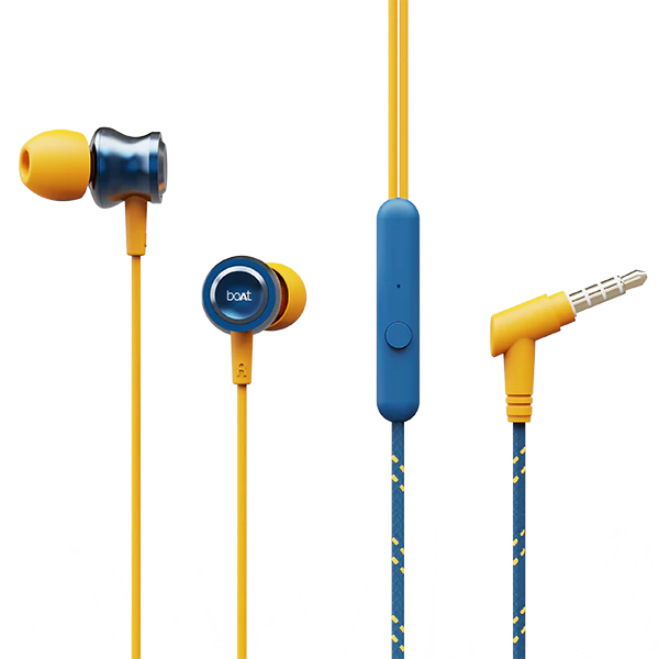 boAt Braided Wired In-Ear Earphones with Mic | Extra Deep Bass | Tangle-Free Cable & Noise Isolation